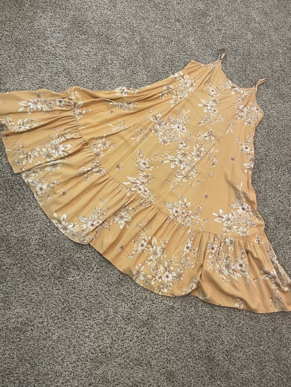 torrid Gold Floral Maxi Dress with White Print and pockets - Picture 8 of 16